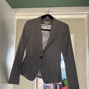 H&M Gray Glen Plaid Single-Button Blazer